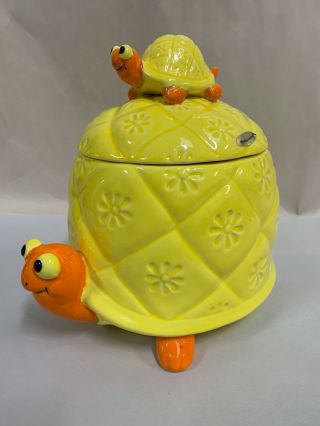 Vtg Hand Painted Mother Turtle With Baby On Her Back Cookie Jar Omc Japan (a10)