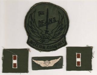 1960s Us Army Helicopter Pilot’s Vietnam Patch Lot; 120th Av.  Co. ,  Wings & Wo