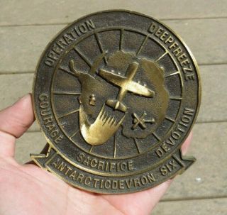 Antarctica Operation Deep Freeze Task Force 43 Vietnam Era Navy Brass Plaque