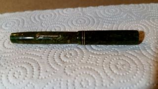 Vintage Green Swirl Design " Swan Self Filling " Mabie Todd & Co.  Fountain Pen