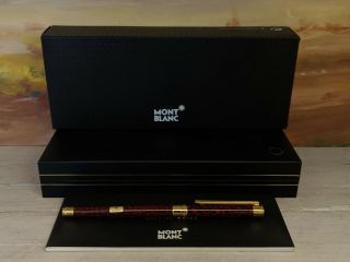 Montblanc Noblesse Marble Red Lacquer Medium 18k Gold Nib Fountain Pen,  Nos