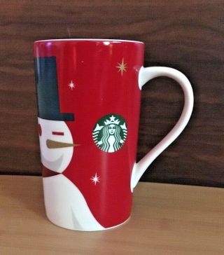 Starbucks Coffee Red Christmas Cup Mug With Large Winking Snowman - 2012