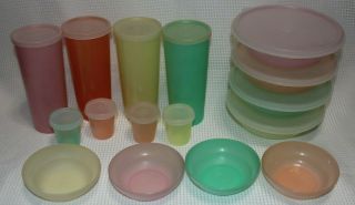 TUPPERWARE Set 4 Cereal Bowls w/ lids,  mini bowls,  2oz Midgets,  & 4 - 16oz Cups 2