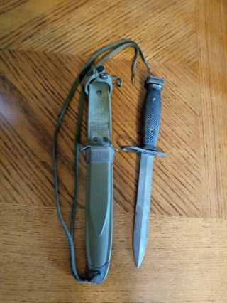Us Military M7 Bayonet Combat Knife & Usm8a1 Scabbard Marked Boc Vietnam War