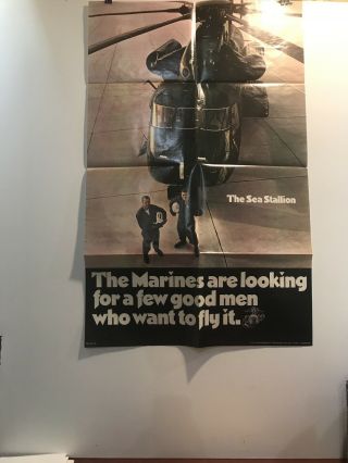U.  S.  Marine Corps Recruiting Poster 1973 Sea Stallion 38”x24”