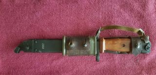 Romanian Military Issue Wire Cutting Bayonet Knife Scabbard Leather Frog