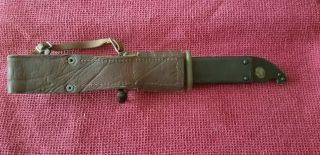 ROMANIAN MILITARY ISSUE WIRE CUTTING BAYONET KNIFE SCABBARD LEATHER FROG 2