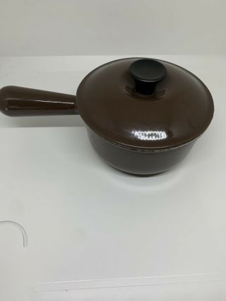 Le Creuset Vintage Enameled Cast Iron 14 Saucepan Pot Lid Brown France