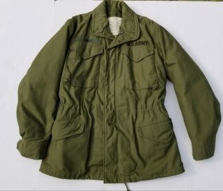 Vintage 1966 Vietnam Era Us Army M - 65 Field Coat Jacket & Liner Og - 107