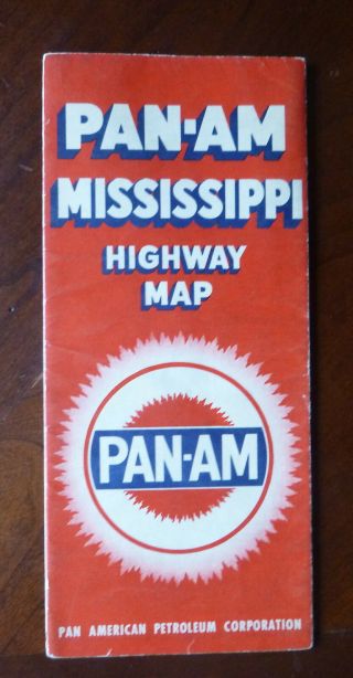 1940 Mississippi Road Map Pan - Am Oil Gas