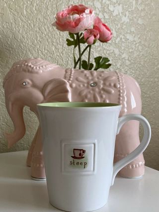 Starbucks 2006 14 Oz “steep” White Green Ceramic Coffee Tea Mug Cup