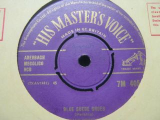 Record 7” Single Elvis Presley Blue Suede Shoes Purple His Masters Voice 668