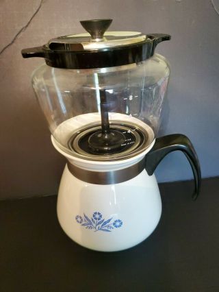 Vintage Corning Ware Blue Cornflower Drip O Lator P - 118 - 8 Cup Coffee Tea Pot