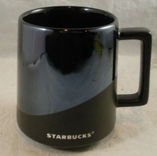 Starbucks 2017 Matte Black & Mirrored Ceramic Coffee Mug 14 Oz Stoneware Cup