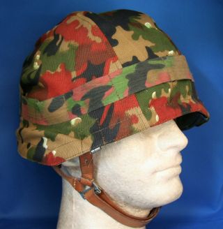 Swiss M71 / 79 Army Helmet With Camo Cover