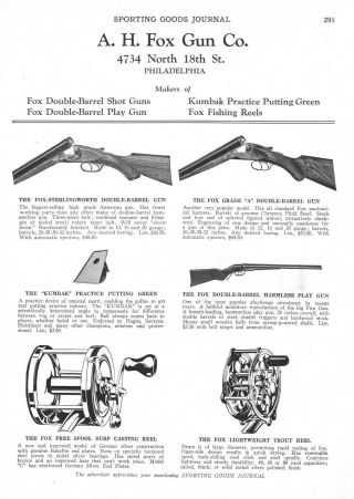 A.  H.  Fox Gun Co.  - Shotguns - The Fulname Co.  - Golf Ball Marking - 1929