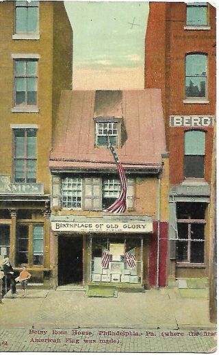 Betsy Ross House Philadelphia Birthplace Of Old Glory Flag Vint Postcard 19101