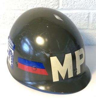 WWII U.  S.  Army 118th MP Company 18th Airborne Corps M1 Westinghouse Helmet Liner 2