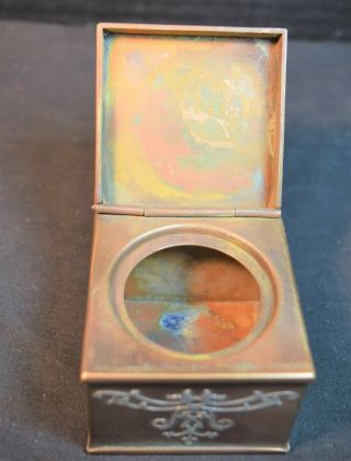 Vintage Heintz Arts and Crafts Silver Overlay Bronze Inkwell and Blotter 3
