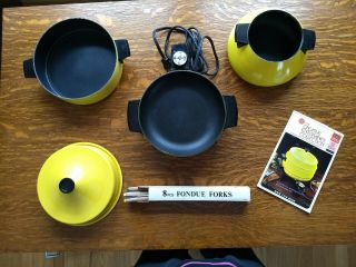 Vintage Mid Century Retro Bright Yellow Ge Fondue Pot - Skillet - Chafing Dish &more