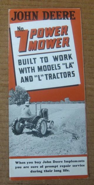 1941 John Deere Tractor Co Brochure No 7 Power Mower Farm Sales Paper