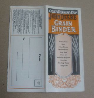 1926 John Deere Tractor Co Brochure Light Running Grain Binder Farm Sales Paper