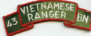 Vn Made Us Advisor To 43rd Arvn Ranger Battalion Scroll / Patch