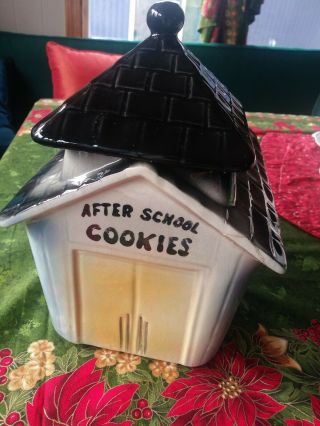 Vintage American Bisque After School Cookies Cookie Jar Lid,  Bell School House