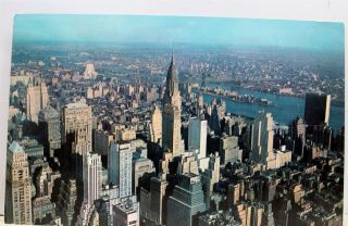 York Ny Nyc Empire State Building Observatory Chrysler Building Postcard Old