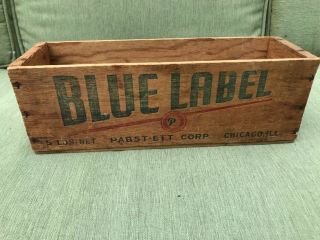 Vintage Pabst - Ett Blue Label 5lb Cheese Box Wood No Lid Advertising