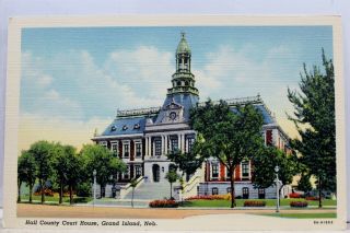 Nebraska Ne Grand Island Hall County Court House Postcard Old Vintage Card View
