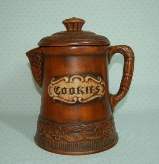 Vintage Treasure Craft Usa Large Brown Coffee Pot Cookie Jar.  12 " Tall