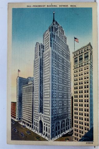 Michigan Mi Detroit Penobscot Building Postcard Old Vintage Card View Standard