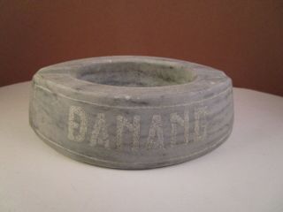 Vintage Da Nang Vietnam War Carved Stone Ashtray Oval Gray