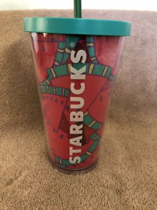 Starbucks Watermelon Acrylic Tumbler Travel Cold Cup 16 Oz Grande Nwt
