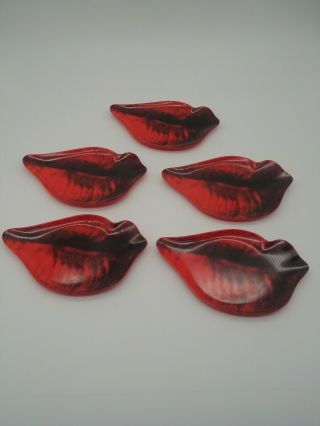 5 Andy Warhol Marilyn Monroe Precidio Objects Red Lip Appetizer Plates,  Cb2