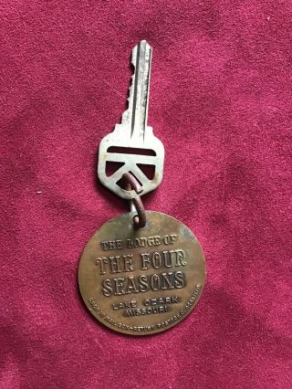 Vintage Hotel Motel Key Fob And Key From The Lodge Of The Four Seasons - Ozarks