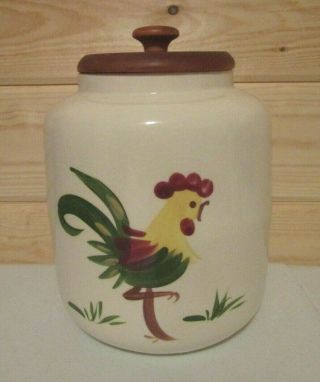 Vintage California Pottery Hand Decorated Rooster Cookie Jar