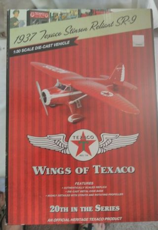 2012 Wings Of Texaco Airplane 20 1937 Stinson Reliant Sr - 9 Never Opened Fact