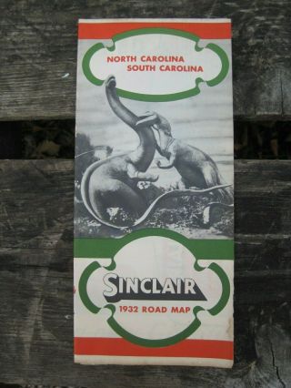 1932 North & South Carolina Sinclair Gas & Oil Road Map B2377