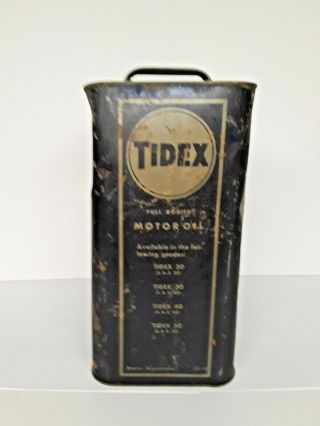 Vintage Tidex Full Bodied Motor Oil 2 Two Gallon Can Getty Oil Company 2