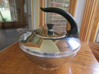 1801 Revere Ware Stainless Steel Tea Coffee Kettle Pot Mid Century Vintage