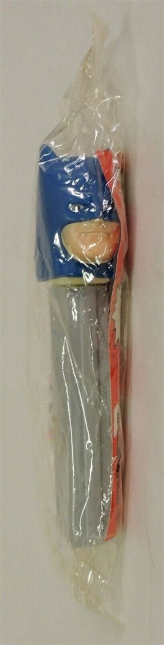 A919 Vintage: Batman Soft Head No Feet Pez Dispenser & Candy In Bag 1978