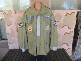 1971 Vietnam War Usaf Od M - 65 Field Jacket With Color Patches,  Large Regular