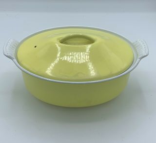 Vintage Le Creuset 22 Enamel Cast Iron Dutch Oven Casserole Dish W/ Lid Yellow