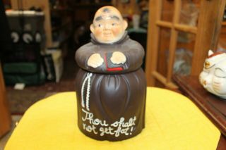 Vintage Tilso Handpainted " Thou Shalt Not Get Fat " Monk Cookie Jar