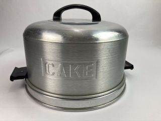 Vintage Kromex Aluminum Cake Carrier With Locking Lid Storage Holder Pie 1950s