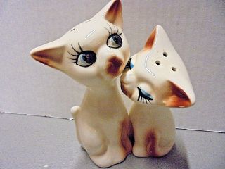 Vintage Siamese Cats Kittens Salt And Pepper Shakers With 1 Cork