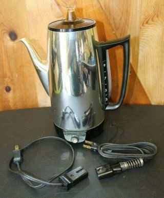 Vtg Ge General Electric Immersible Chrome 9 Cup Percolator Coffee Pot A8p15