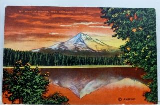 Oregon Or Lost Lake Mt Hood Sunrise Postcard Old Vintage Card View Standard Post